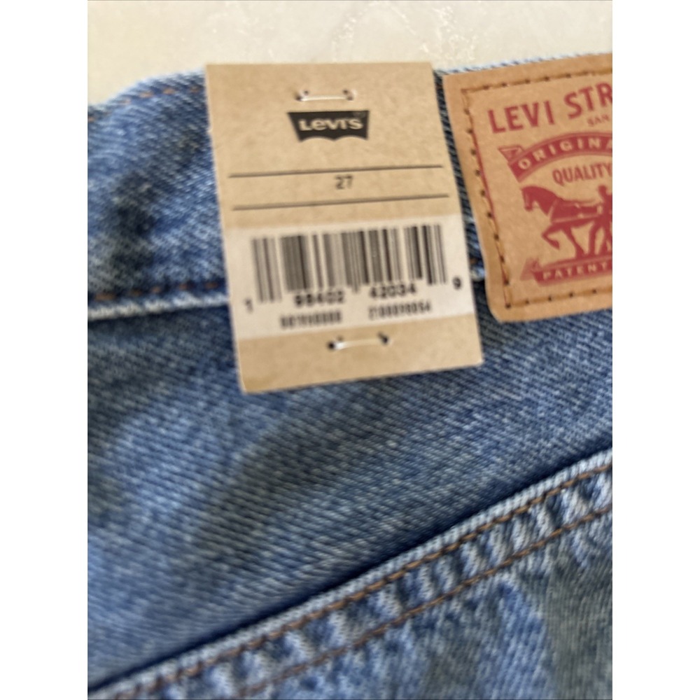 Levi's Women's 27 Jean High-Rise Back Slit Skirt Medium Wash Denim Straight New - Picture 3 of 6